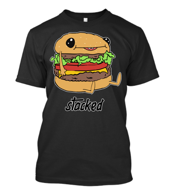 Stacked Kawaii Hamburger Character T-Shirt