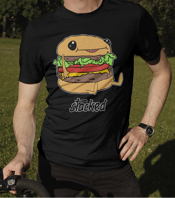 Stacked Kawaii Hamburger Character T-Shirt