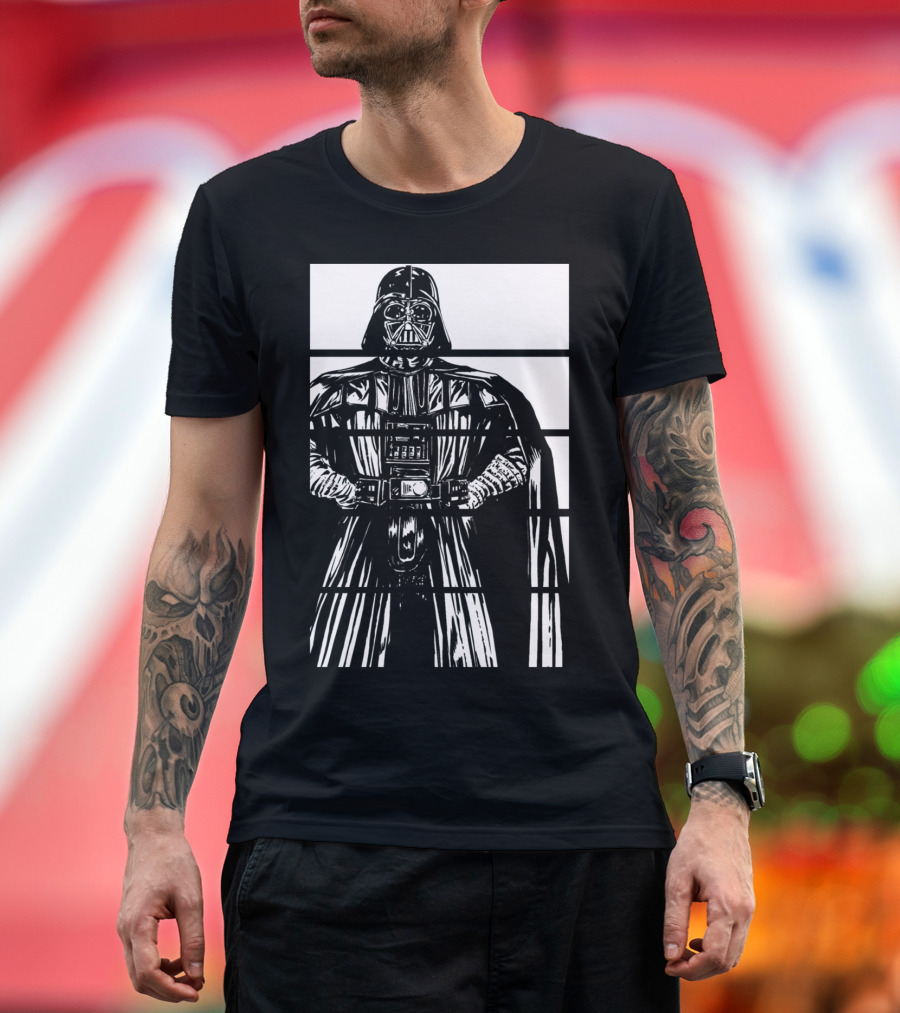 Darth Vader Fifths Black and White Grid T-Shirt