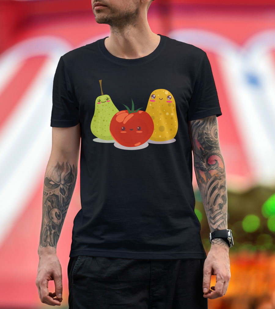 Funny Fruits Fun Pack Pear Tomato Potato Smiles T-Shirt
