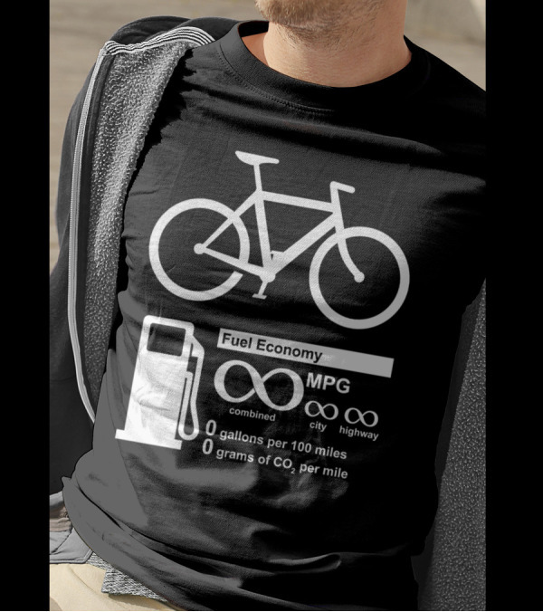 Funny Infinity MPG Bicycle Fuel Economy Zero Emissions T-Shirt