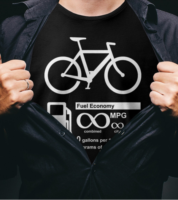 Funny Infinity MPG Bicycle Fuel Economy Zero Emissions T-Shirt