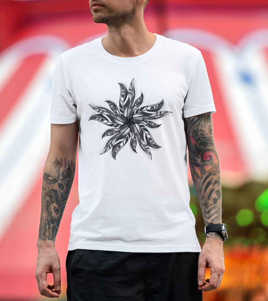 Dotted Leaves Mandala Geometric Leaf T-Shirt