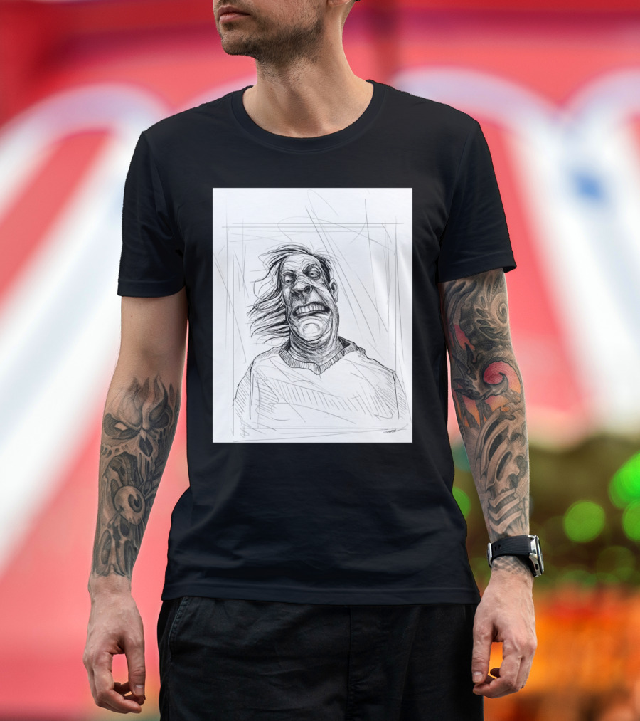 An Ugly Man Sketch Character Drawing T-Shirt