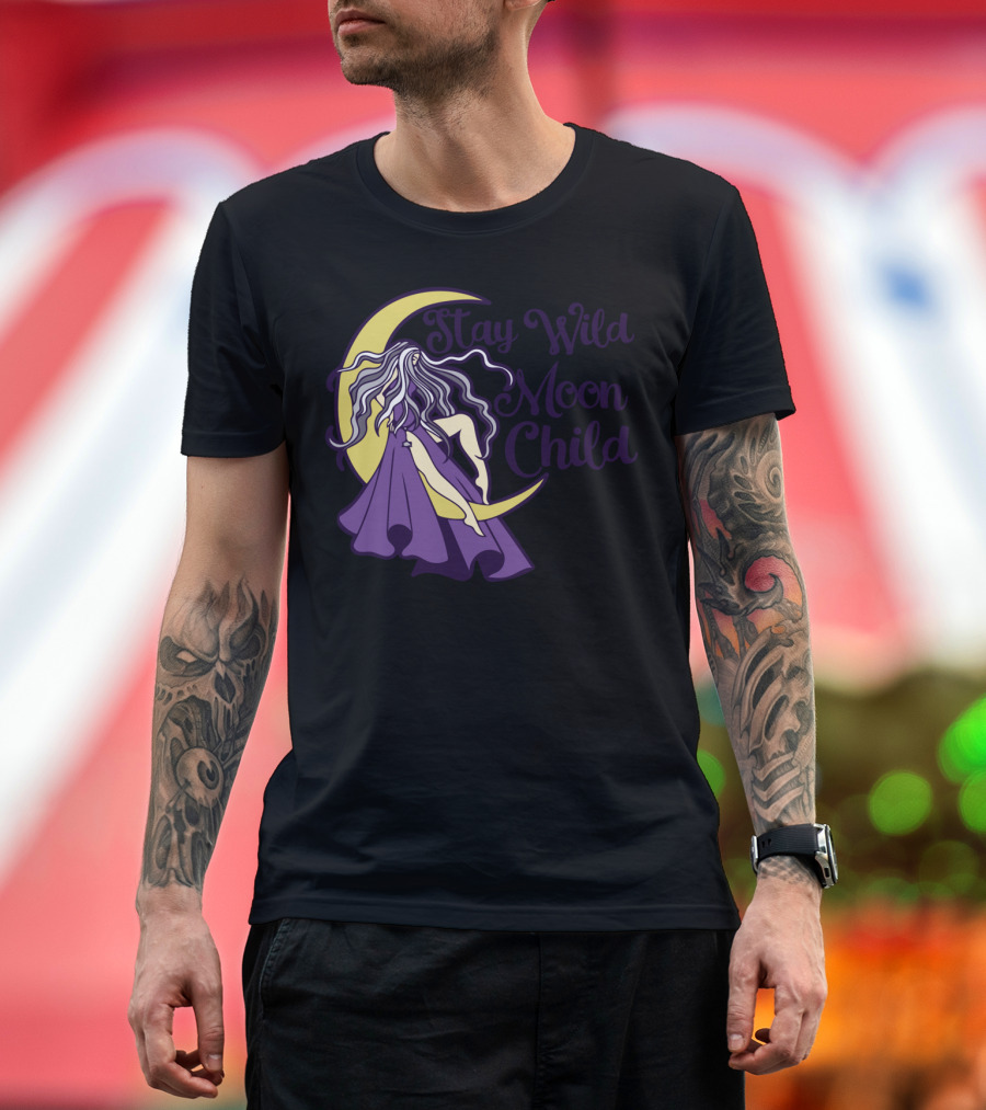 Stay Wild Moon Child Purple Hair Crescent T-Shirt