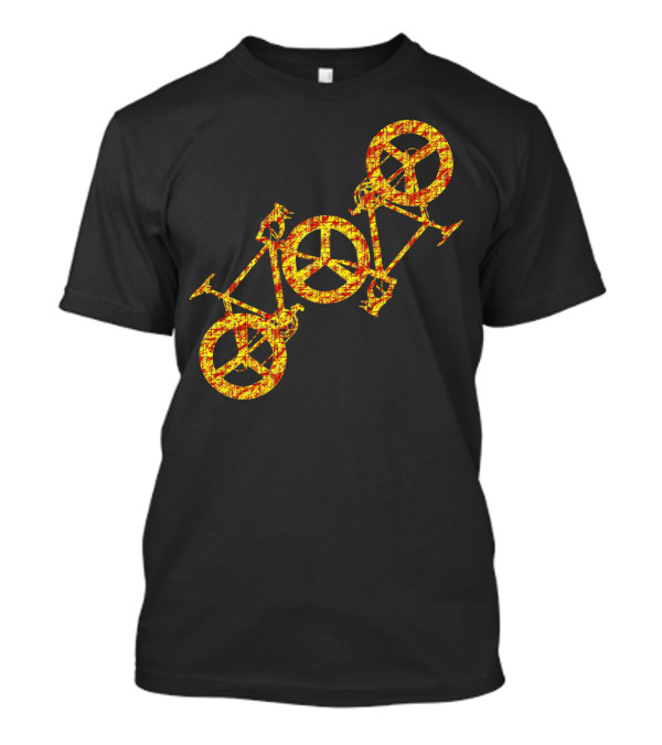 Double Bicycle Peace Symbol In Yellow T-Shirt