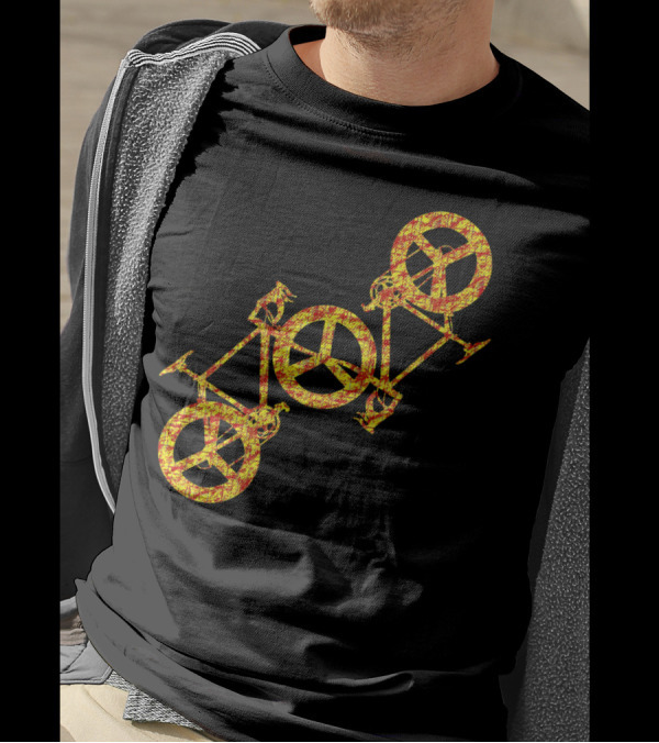 Double Bicycle Peace Symbol In Yellow T-Shirt