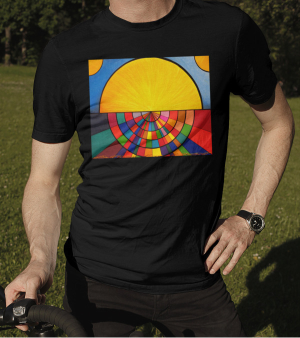Dawn In A Digital Age Colorful Geometric Sunburst Composition T-Shirt
