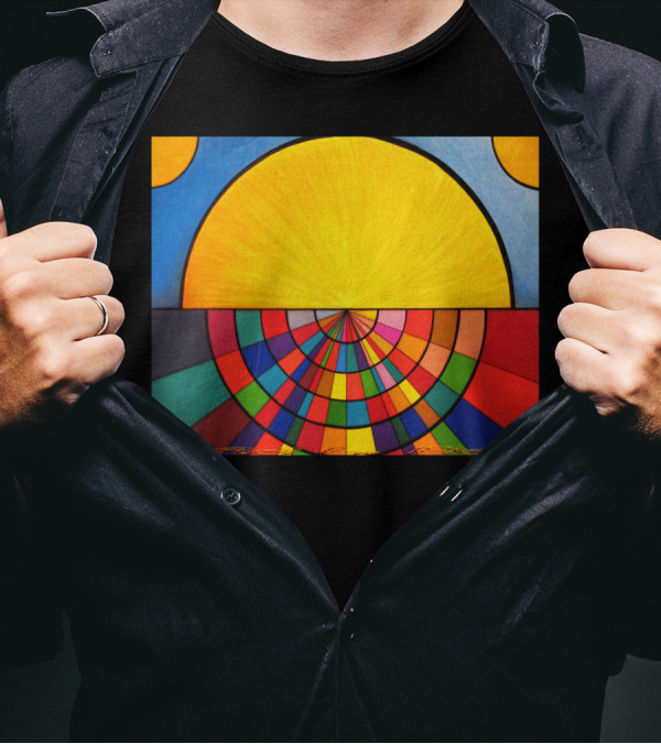 Dawn In A Digital Age Colorful Geometric Sunburst Composition T-Shirt