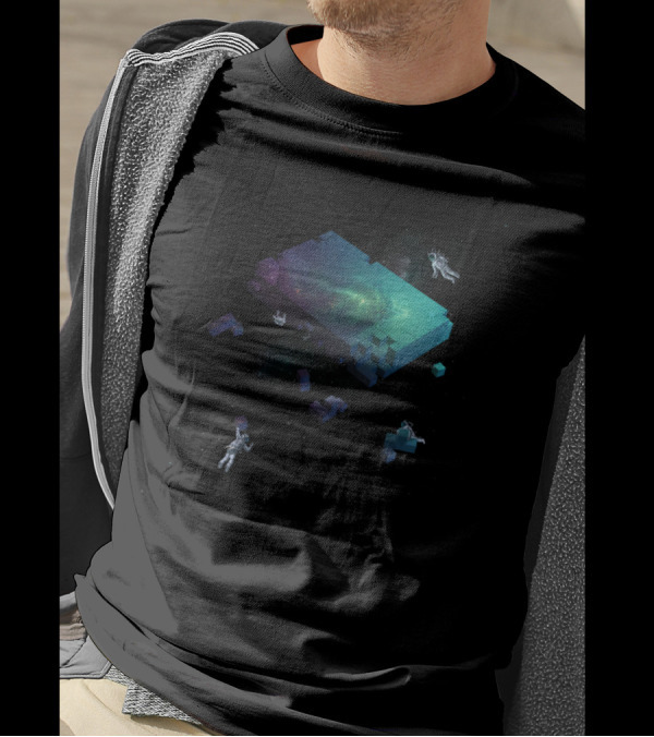 Constructing The Cosmos Astronauts Building Galaxy Blocks T-Shirt