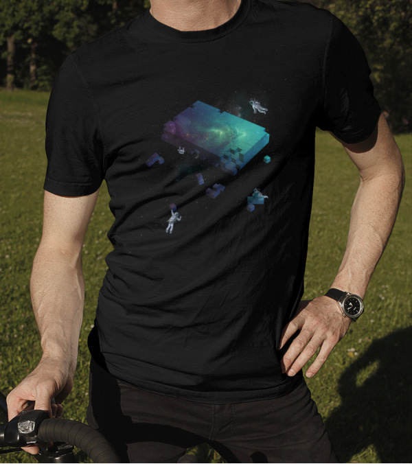 Constructing The Cosmos Astronauts Building Galaxy Blocks T-Shirt