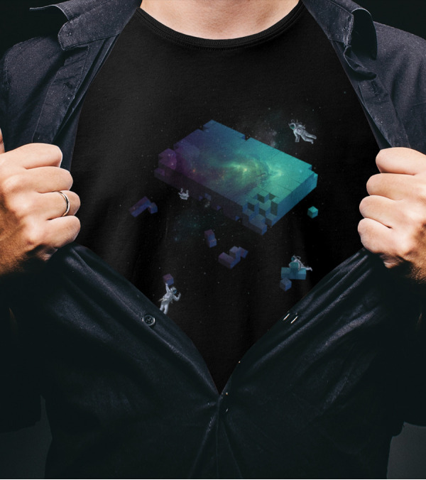 Constructing The Cosmos Astronauts Building Galaxy Blocks T-Shirt