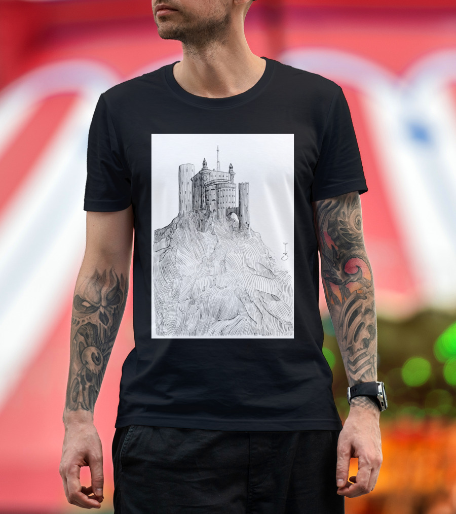 Castle of Stone with Pen and Ink Architectural T-Shirt