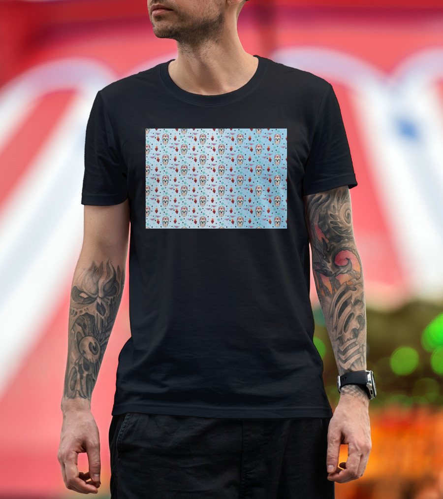 Day of the Dead Sugar Skulls and Hearts T-Shirt