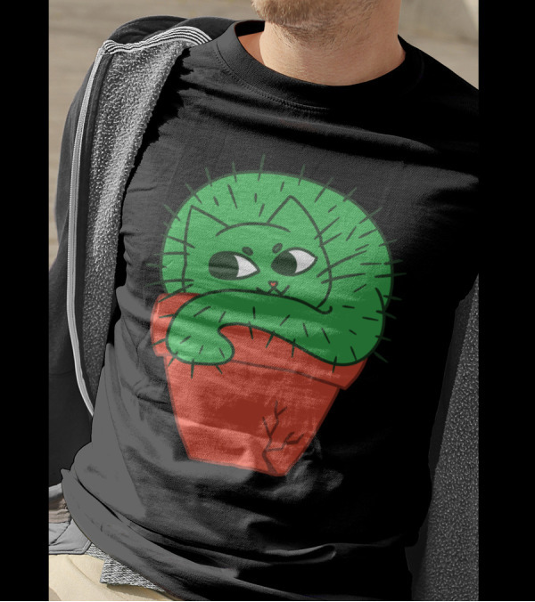 CAT CUS Cactus Cat In Pot T-Shirt