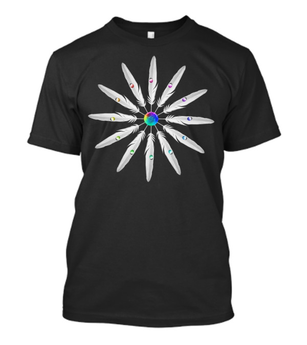 Feather Circle With Colorful Orbs T-Shirt