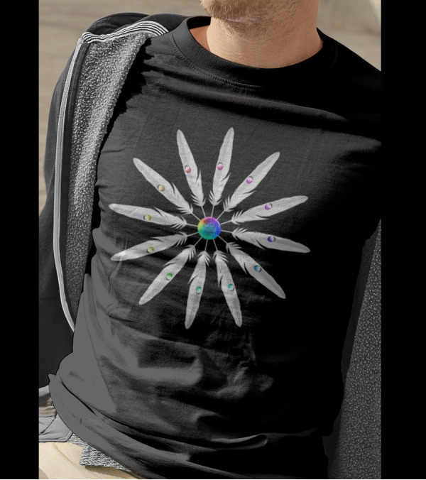 Feather Circle With Colorful Orbs T-Shirt