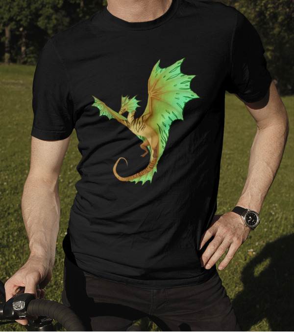 Mythical Dragon With Vibrant Green Wings Creature Challenge T-Shirt