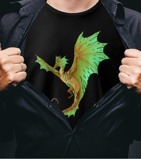 Mythical Dragon With Vibrant Green Wings Creature Challenge T-Shirt
