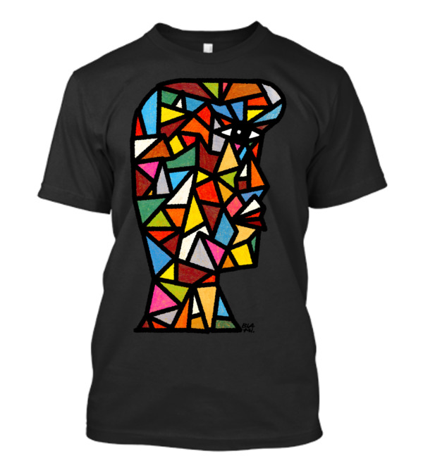 The Man Of Multicolored Race Stained Glass Mosaic Profile T-Shirt