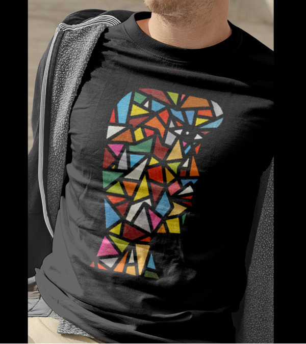 The Man Of Multicolored Race Stained Glass Mosaic Profile T-Shirt