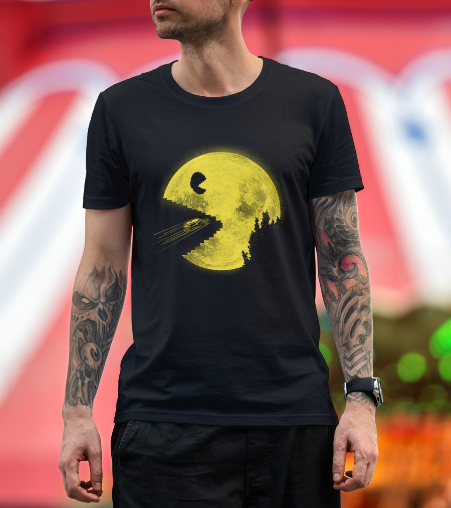 Pixels Moon Pac-Man Car Adventure T-Shirt