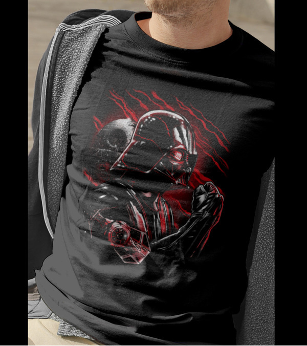 Wrath Of Darth Vader Death Star Tie Fighter Red Ripples T-Shirt