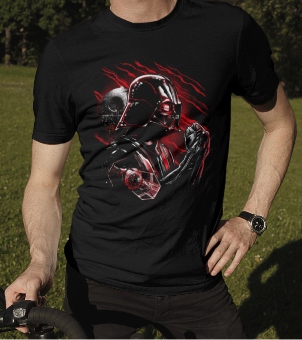 Wrath Of Darth Vader Death Star Tie Fighter Red Ripples T-Shirt
