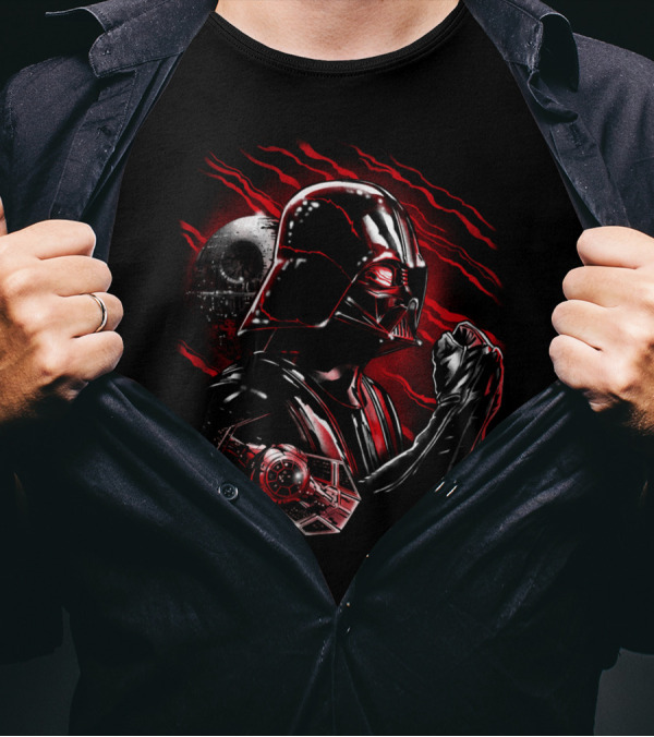 Wrath Of Darth Vader Death Star Tie Fighter Red Ripples T-Shirt