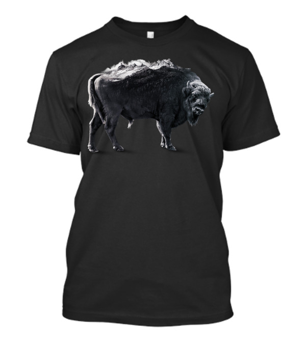 Bison Mountain Black And White Stormy Peaks T-Shirt