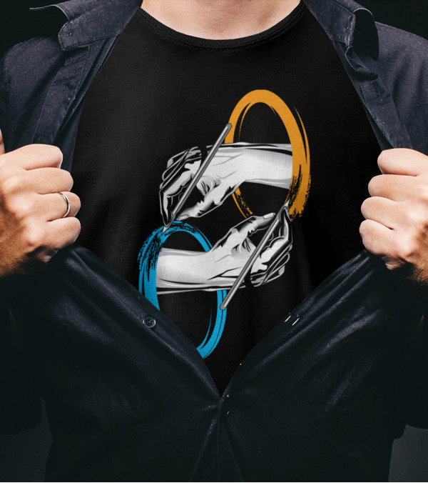 Drawing Portals Hands Painting Circles T-Shirt