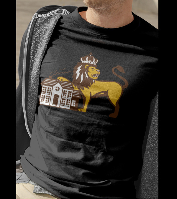 Crowned Angry Lion Pawing House T-Shirt
