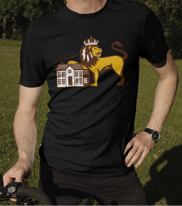Crowned Angry Lion Pawing House T-Shirt