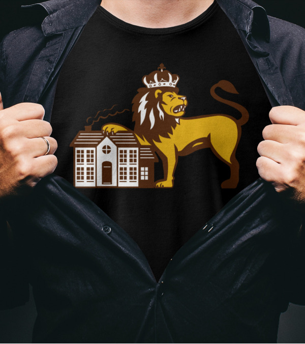 Crowned Angry Lion Pawing House T-Shirt