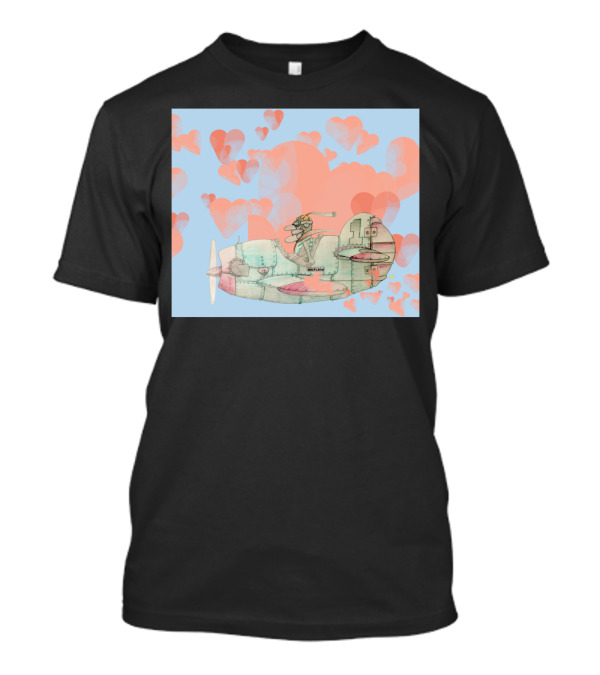 The Old Pilot And Plane With Heart Clouds In The Sky T-Shirt