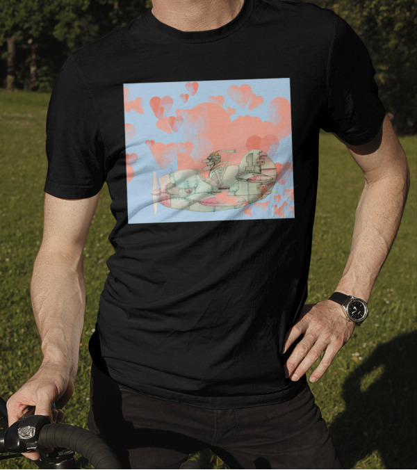 The Old Pilot And Plane With Heart Clouds In The Sky T-Shirt