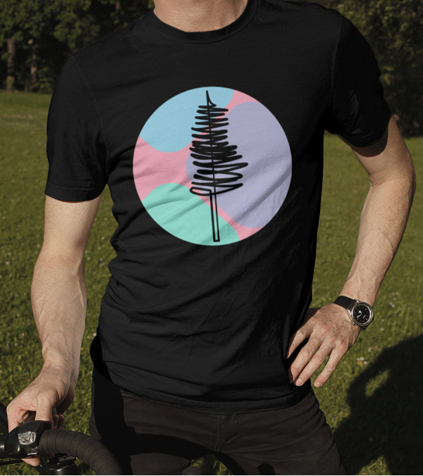 The Line Of A Colourful Pine Circle Multicolor Background T-Shirt
