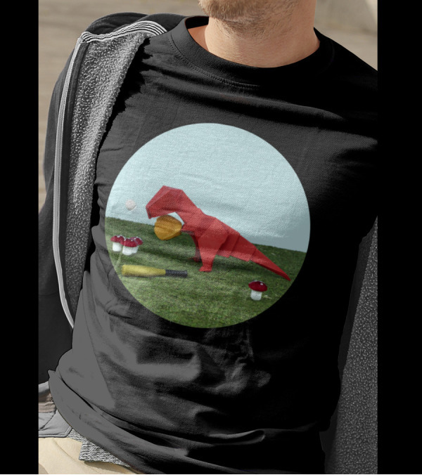 Yes Rex Can Dinosaur With Baseball Bat And Mushrooms T-Shirt