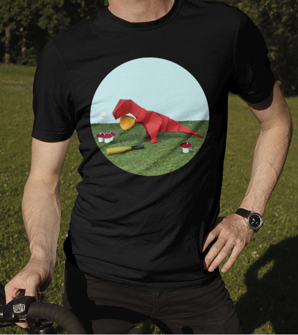 Yes Rex Can Dinosaur With Baseball Bat And Mushrooms T-Shirt