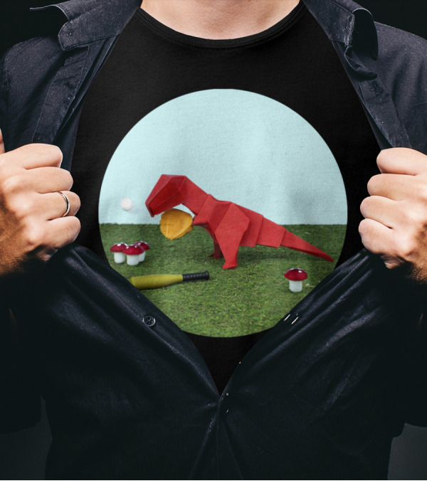 Yes Rex Can Dinosaur With Baseball Bat And Mushrooms T-Shirt