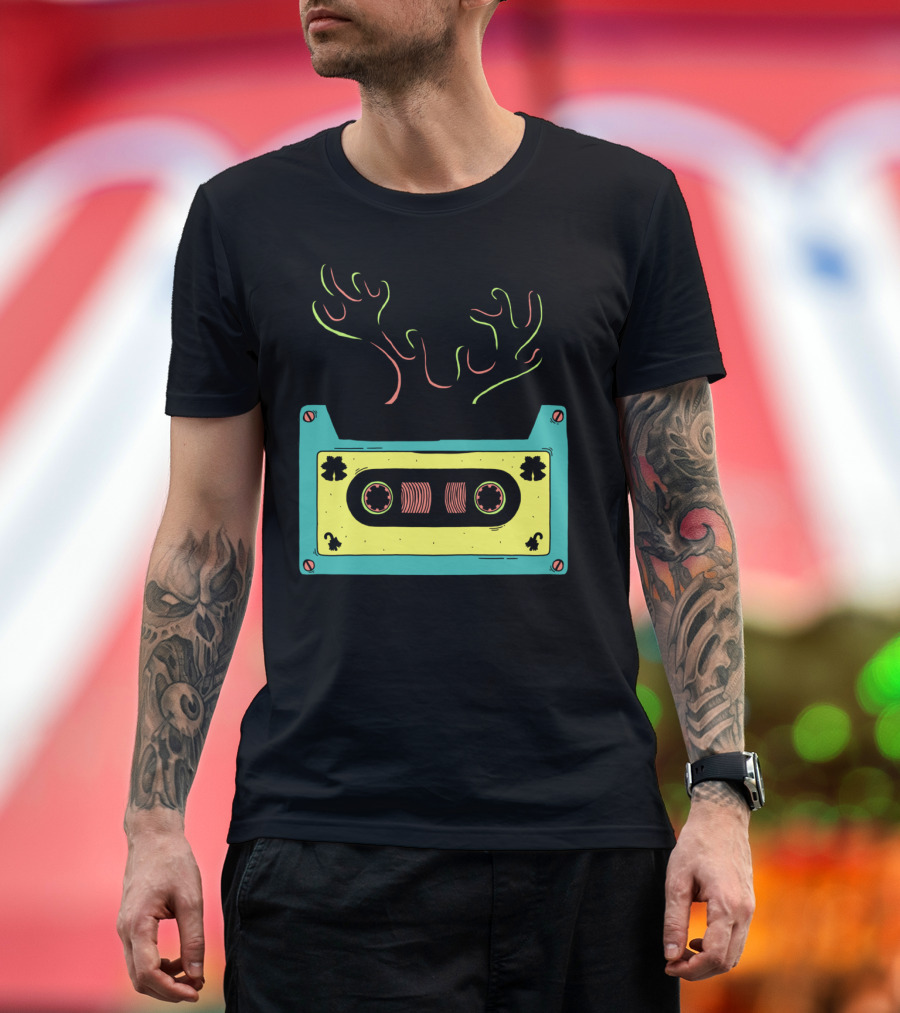 Classic Vintage Cassette Tape with Antler T-Shirt