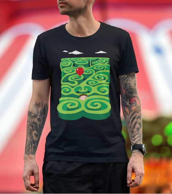 Premium T-Shirt: The Maze Red Balloon Boy Spiral Pathway T-Shirt The Maze Red Balloon Boy Spiral Pathway T-Shirt