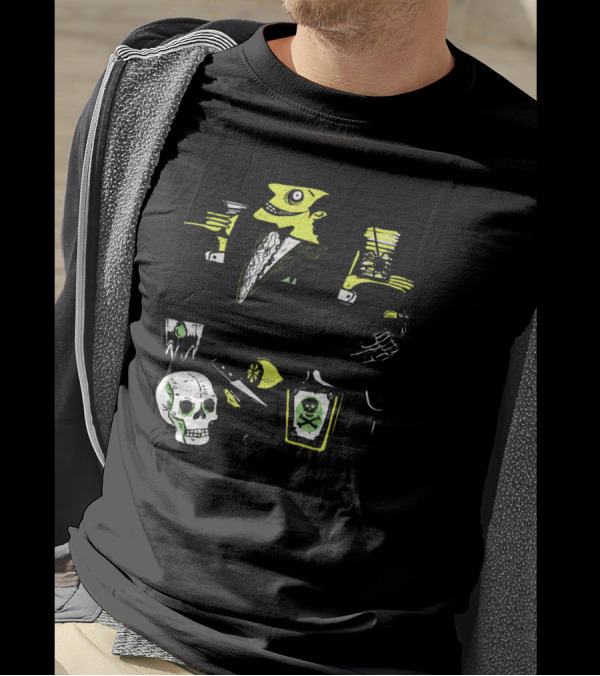 Mad Scientist Drinks Poison With Skull And Raven In Dark Gothic Setting T-Shirt