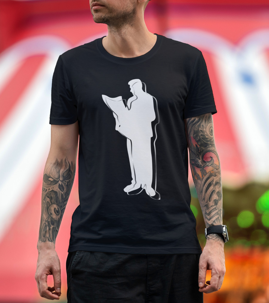 Reading Newspaper Silhouette Outline T-Shirt