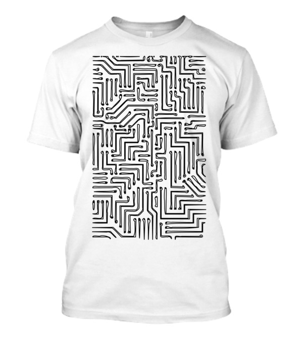 Black And White Circuit Board Maze T-Shirt