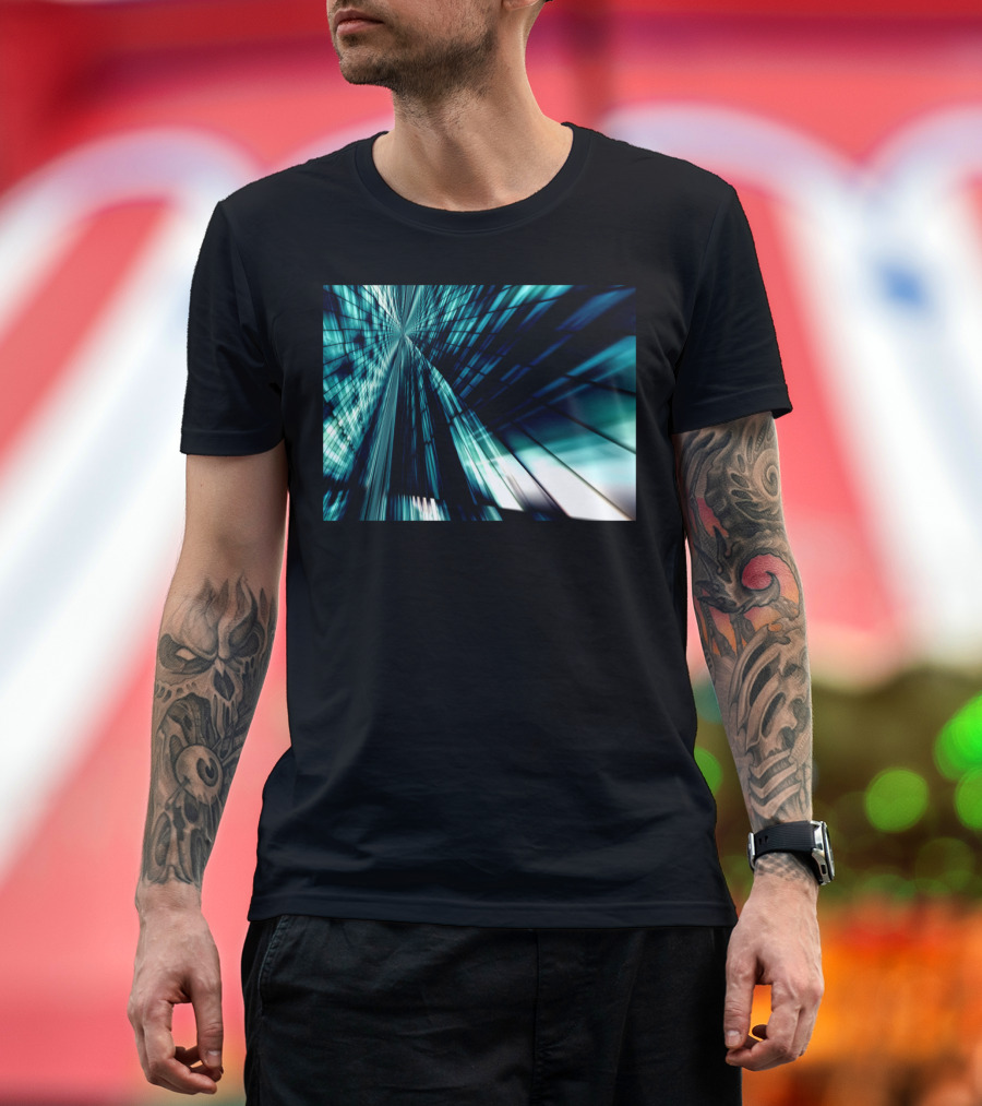 The Mirror Of The Soul Abstract Blue Symmetrical Light Paths T-Shirt