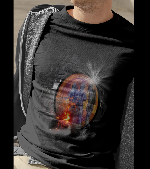 Firefighters In Action Camera Lens Reflection Blaze Explosion T-Shirt