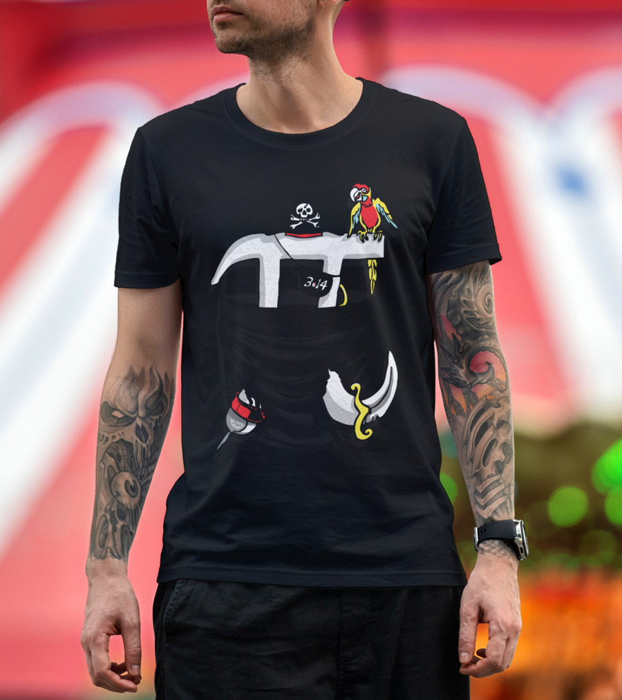 Pocket Pirate 3.14 Pi Day with Parrot and Pirate Hat T-Shirt