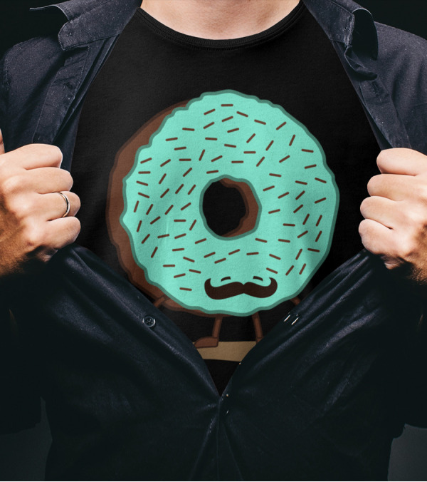 The Mustache Donut Mint Frosted Dessert With Sprinkles And Legs T-Shirt