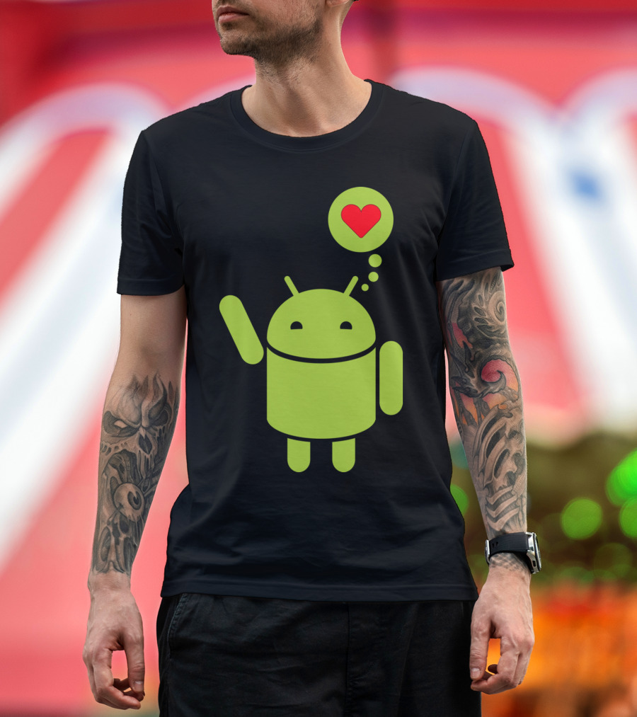 Android Robot with Heart Bubble Expression T-Shirt